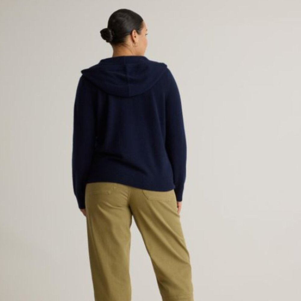 NWT Quince Mongolian Cashmere Full-Zip Hoodie Womens L True Navy - Picture 4 of 5